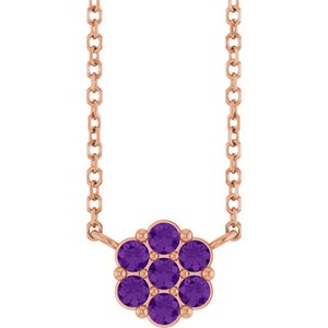 14K Rose Gold Natural Amethyst Cluster 18" Necklace