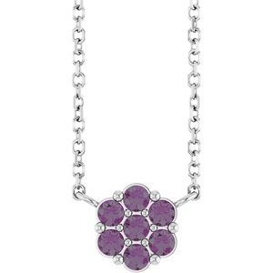 Sterling Silver Lab-Grown Alexandrite Cluster 18" Necklace