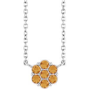 Platinum Natural Citrine Cluster 18" Necklace