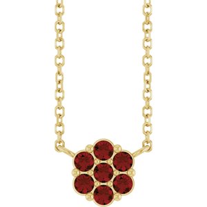 14K Yellow Gold Natural Mozambique Garnet Cluster 18" Necklace