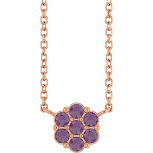 14K Rose Gold Lab-Grown Alexandrite Cluster 18" Necklace