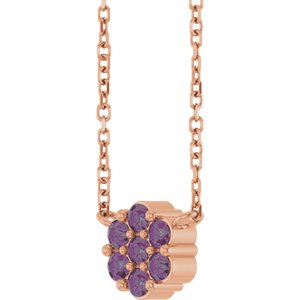 14K Rose Gold Lab-Grown Alexandrite Cluster 18" Necklace