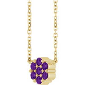 14K Yellow Gold Natural Amethyst Cluster 18" Necklace