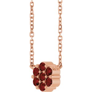 14K Rose Gold Natural Mozambique Garnet Cluster 18" Necklace