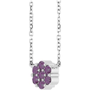 Platinum Lab-Grown Alexandrite Cluster 18" Necklace