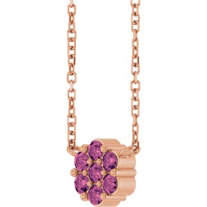 14K Rose Gold Natural Pink Tourmaline Cluster 18" Necklace