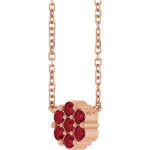 14K Rose Gold Lab-Grown Ruby Cluster 18" Necklace