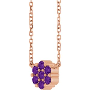 14K Rose Gold Natural Amethyst Cluster 18" Necklace