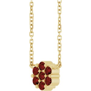 14K Yellow Gold Natural Mozambique Garnet Cluster 18" Necklace