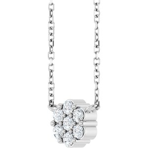 Sterling Silver Natural White Sapphire Cluster 18" Necklace