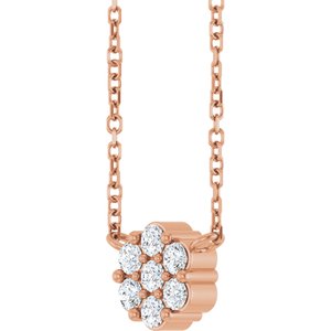 14K Rose Gold Natural White Sapphire Cluster 18" Necklace