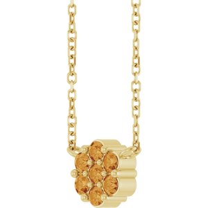 14K Yellow Gold Natural Citrine Cluster 18" Necklace