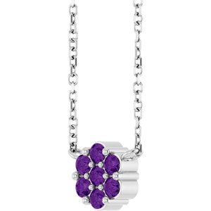 14K White Gold Natural Amethyst Cluster 18" Necklace