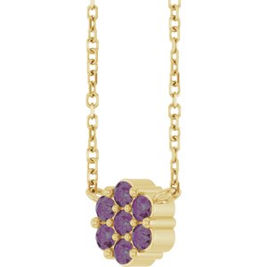 14K Yellow Gold Lab-Grown Alexandrite Cluster 18" Necklace