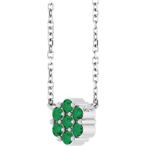 Sterling Silver Natural Emerald Cluster 18" Necklace
