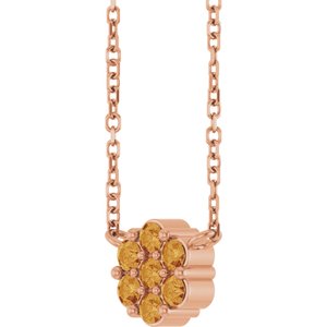 14K Rose Gold Natural Citrine Cluster 18" Necklace