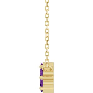 14K Yellow Gold Natural Amethyst Cluster 18" Necklace