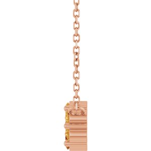 14K Rose Gold Natural Citrine Cluster 18" Necklace
