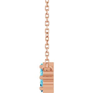 14K Rose Gold Natural Aquamarine Cluster 18" Necklace