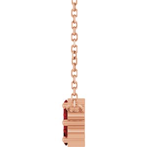 14K Rose Gold Natural Mozambique Garnet Cluster 18" Necklace