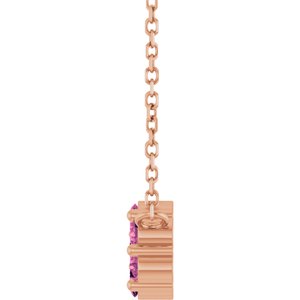 14K Rose Gold Natural Pink Tourmaline Cluster 18" Necklace