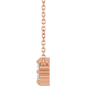 14K Rose Gold Natural White Sapphire Cluster 18" Necklace