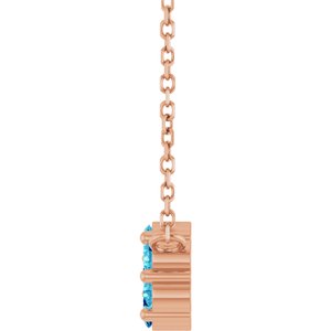 14K Rose Gold Natural Blue Zircon Cluster 18" Necklace