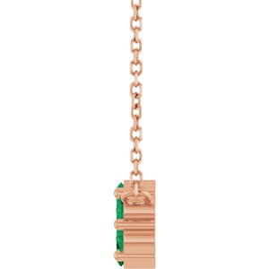 14K Rose Gold Natural Emerald Cluster 18" Necklace
