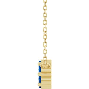 14K Yellow Gold Natural Blue Sapphire Cluster 18" Necklace