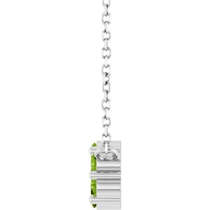 Platinum Natural Peridot Cluster 18" Necklace