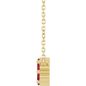 14K Yellow Gold Natural Ruby Cluster 18" Necklace