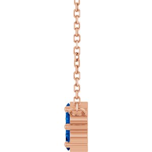 14K Rose Gold Natural Blue Sapphire Cluster 18" Necklace