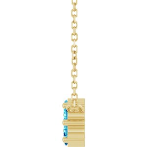 14K Yellow Gold Natural Blue Zircon Cluster 18" Necklace