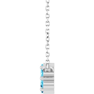 Sterling Silver Natural Aquamarine Cluster 18" Necklace