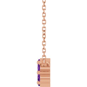 14K Rose Gold Natural Amethyst Cluster 18" Necklace