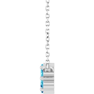 Platinum Natural Blue Zircon Cluster 18" Necklace