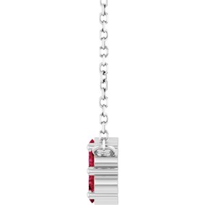 14K White Gold Lab-Grown Ruby Cluster 18" Necklace