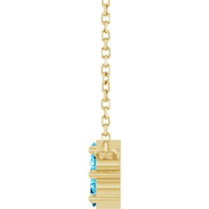 14K Yellow Gold Natural Aquamarine Cluster 18" Necklace