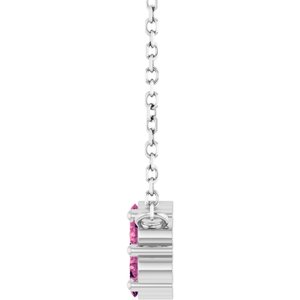Sterling Silver Natural Pink Tourmaline Cluster 18" Necklace