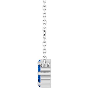 Platinum Lab-Grown Blue Sapphire Cluster 18" Necklace