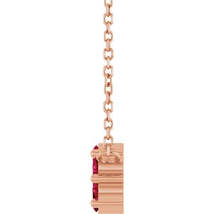 14K Rose Gold Natural Ruby Cluster 18" Necklace