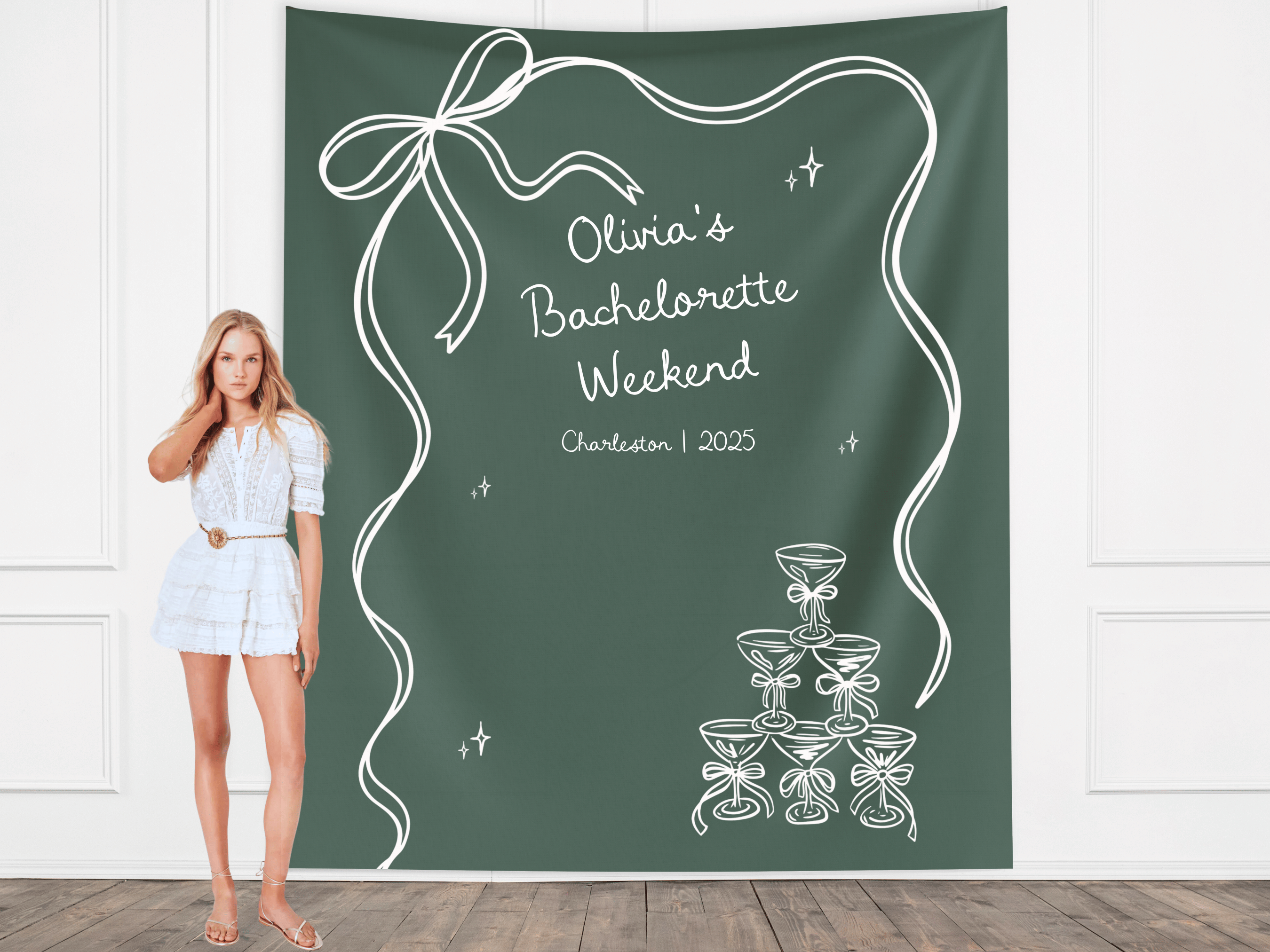 Bow & Champagne Custom Banner