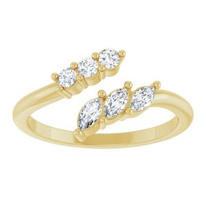 14K Yellow Gold 1/3 CTW Natural Diamond Bypass Ring