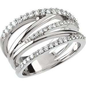 14K White Gold 1/2 CTW Natural Diamond Criss Cross Ring