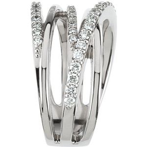 14K White Gold 1/2 CTW Natural Diamond Criss Cross Ring