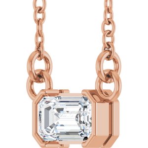 14K Rose Gold 1/2 CT Natural Diamond Solitaire 16" Necklace