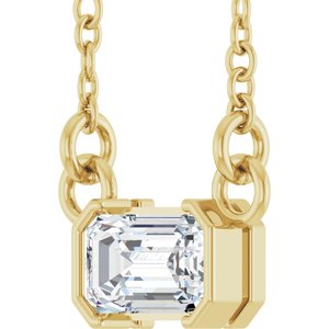 14K Yellow Gold 1/3 CT Lab-Grown Diamond Solitaire 16" Necklace