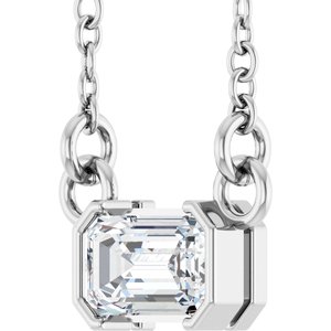 Sterling Silver 1/3 CT Lab-Grown Diamond Solitaire 16" Necklace