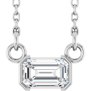 14K White Gold 1/3 CT Lab-Grown Diamond Solitaire 16" Necklace