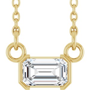 14K Yellow Gold 1/2 CT Natural Diamond Solitaire 16" Necklace